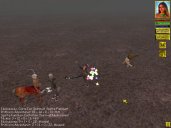 A valkyrja knight summons a familiar, or parhedros, during a battle with a nuckalavee while a sprite looks on